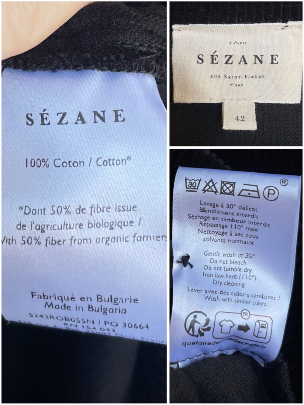 SEZANE Black Velvet Corduroy Button Down Long Sleeve Mini Sadie Shirt Dress - Picture 13 of 14